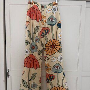 Retro Floral Wide-Leg Pants – Size S (feels like a M)